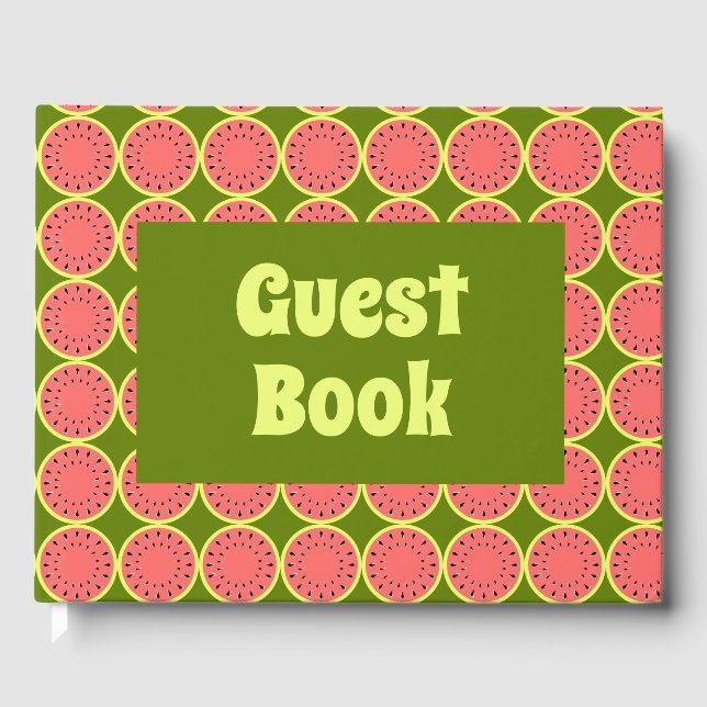 Libro De Visitas Tiras de sandía Pink Multi Textos (Anverso)