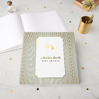 Libro De Visitas Tiras Modernas y Minimalistas Cigüeña Cumpleaños d