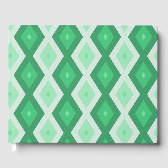 Libro De Visitas Tonos de patrón de diamante verde (Anverso)