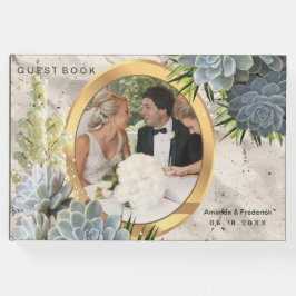 Libro De Visitas Tonos suculentos de azules pálidos Boda