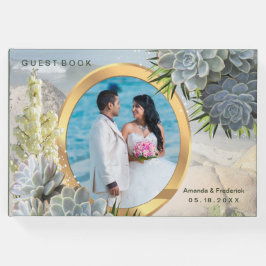 Libro De Visitas Tonos suculentos de azules pálidos Boda