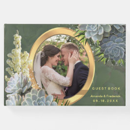 Libro De Visitas Tonos suculentos de azules pálidos para boda