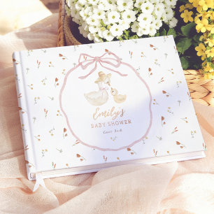 Libro De Visitas Tonta Gansa Arco Rosa Flor Silvestre Baby Shower