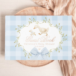 Libro De Visitas Tonto Ganso Azul Gingham Caprichoso Baby Shower