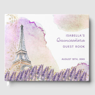 Libro De Visitas Torre Eiffel de París Lavender francés Quinceanera