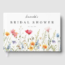 Libro De Visitas Torta Nupcial de Acuarela de Flores Silvestres