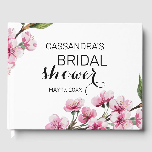 Libro De Visitas Torta nupcial de vegetación de flor de cerezo rosa (Anverso)