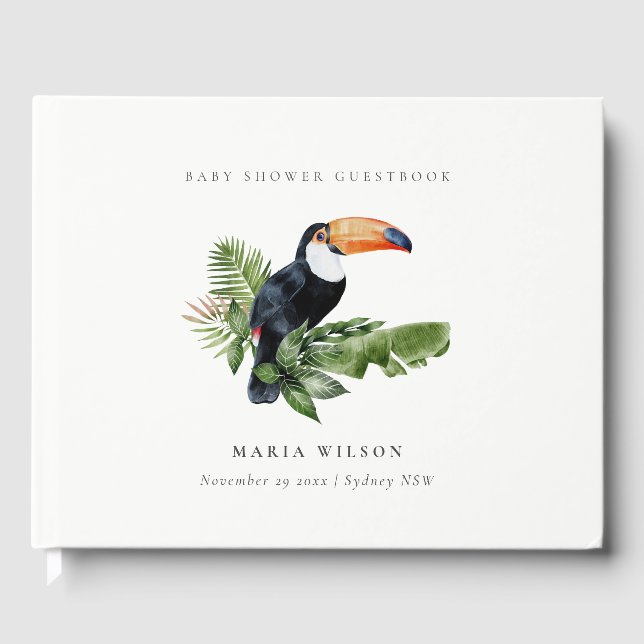 Libro De Visitas Toucan de la selva tropical Baby Shower (Anverso)