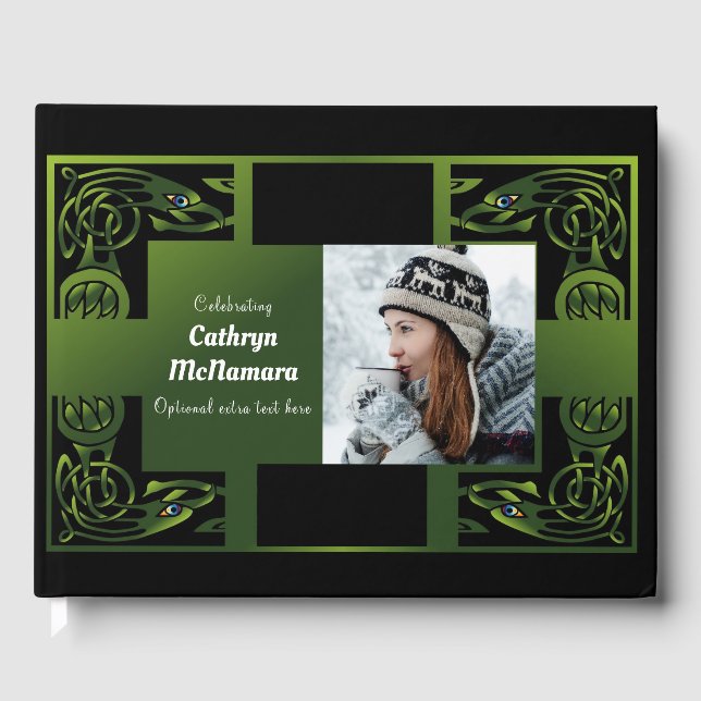 Libro De Visitas Traditional Green Irish Celtic Design (Anverso)