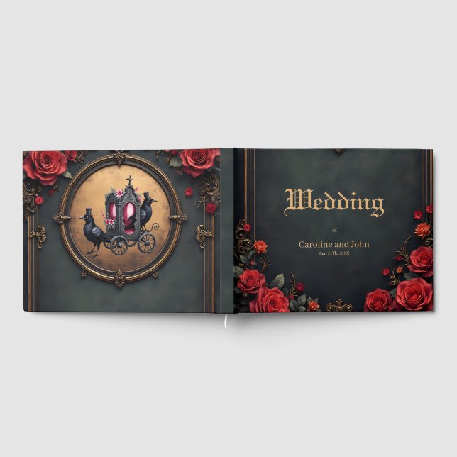 Libro De Visitas Transporte gótico con Ravens y Rosas. (Lleno)