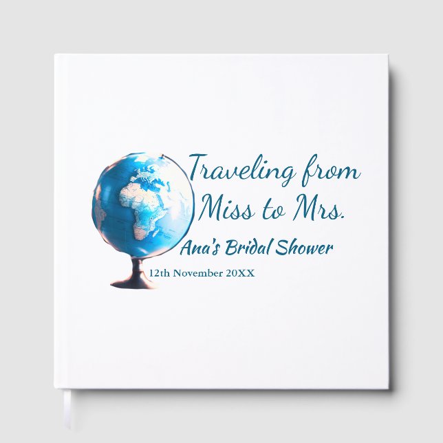 Libro De Visitas Travel ducha de novia añadir nombre fecha señorita (Anverso)