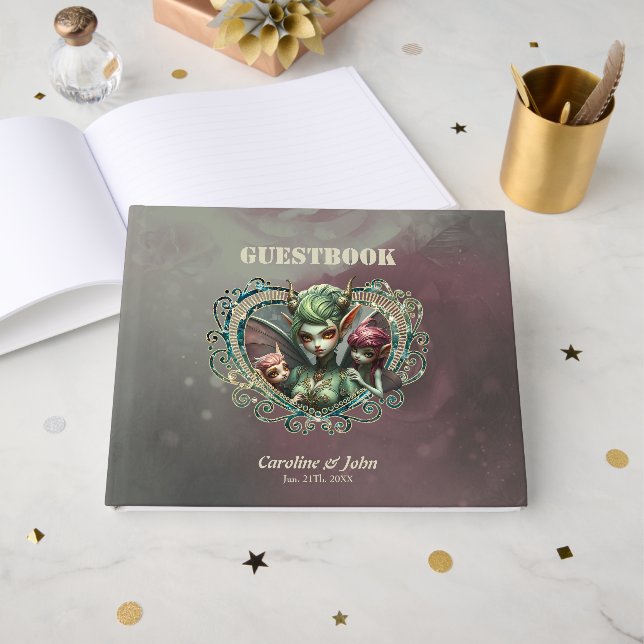 Libro De Visitas Tres hadas, los compañeros del corazón mágico. (Anverso Abierto)