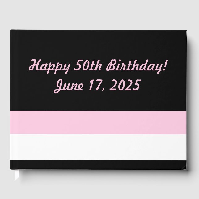 Libro De Visitas Très Moda Bandas negras, blancas y rosadas (Anverso)