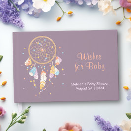 Libro De Visitas Tribal Dreamcatcher Boho Baby Shower Purple