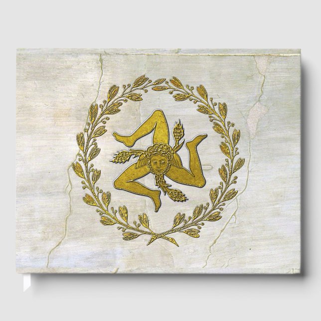 Libro De Visitas Trinacria siciliana y guirnalda de oliva (Anverso)