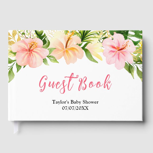 Libro De Visitas Tropical Jungle Floral Baby Shower (Anverso)
