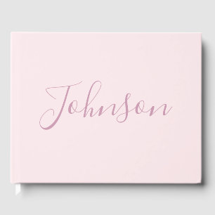 Libro De Visitas Tu texto   Elegante guión y rosa suave