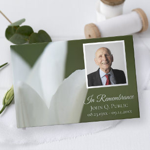 Libro De Visitas Tulipán blanco en conmemoración verde de la vida