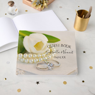 Libro De Visitas Tulipanes blancos, anillos y nubes de la primavera