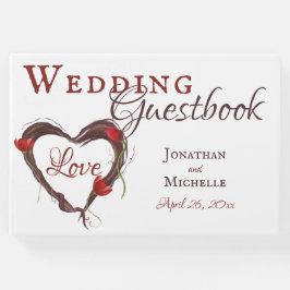 Libro De Visitas Tulipanes rojos y Boda de amor de la primavera de 