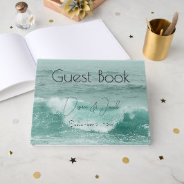 Libro De Visitas Turquesa Blanco Náutico Olas del Océano Playa