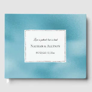 Libro De Visitas Turquoise Aqua Blue Silver Glitz