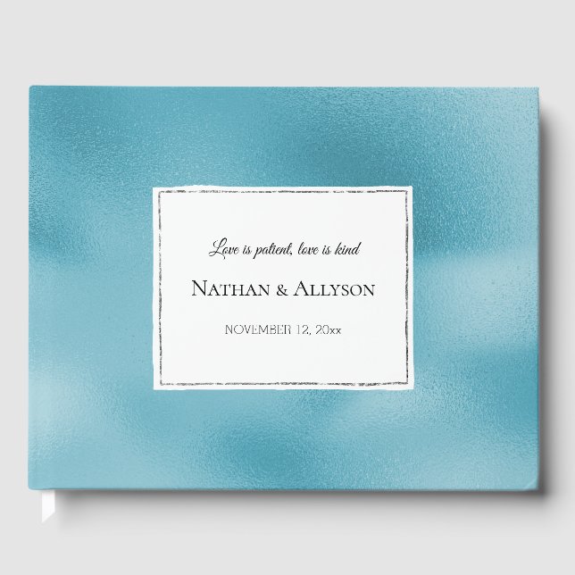 Libro De Visitas Turquoise Aqua Blue Silver Glitz (Anverso)