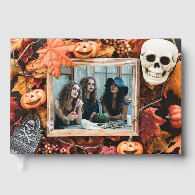 Libro De Visitas TUS FOTOS en Halloween Frame personalizado (Anverso)