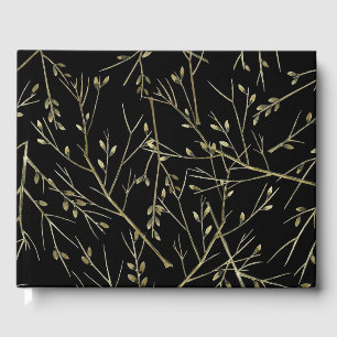 Libro De Visitas Twigs de oro sobre negro