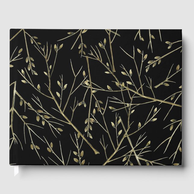 Libro De Visitas Twigs de oro sobre negro (Anverso)