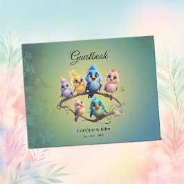 Libro De Visitas Un bonito desfile de pájaros personalizados en col