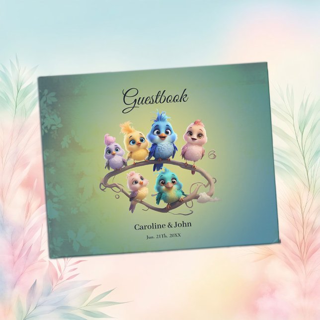 Libro De Visitas Un bonito desfile de pájaros personalizados en col (Subido por el creador)