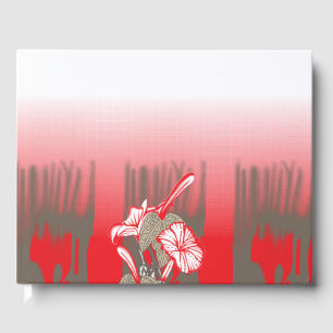 Libro De Visitas Un diseño gráfico vibrante presenta un patrón rojo