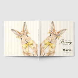Libro De Visitas Un lindo conejito floral con lazo amarillo para Ba