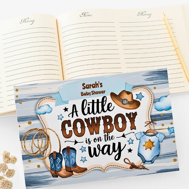 Libro De Visitas Un niño pequeño está en camino a Baby Shower (A Little Cowboy is on the Way Guest Book)