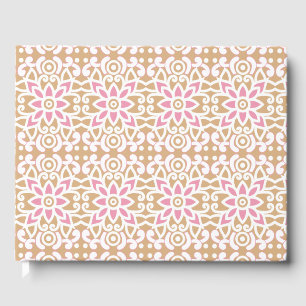 Libro De Visitas un patrón de flor rosa y blanca sobre un fondo mar