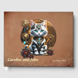 Libro De Visitas Un pequeño y bonito gatito de estilo steampunk.