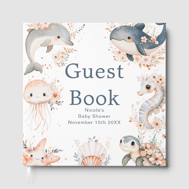 Libro De Visitas Under The Sea Animals Baby Shower (Anverso)