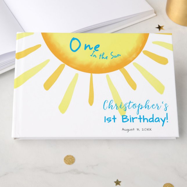 Libro De Visitas Uno En El Sol Azul Cumpleaños Personalizado (Subido por el creador)