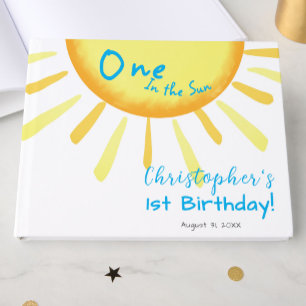 Libro De Visitas Uno En El Sol Azul Cumpleaños Personalizado Primer