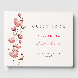 Libro De Visitas Valentine Bridal Shower Whimsical Hearts Botanical