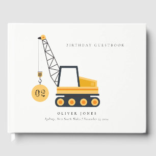 Libro De Visitas Vehículo Cute Construction Crane Cualquier Cumplea