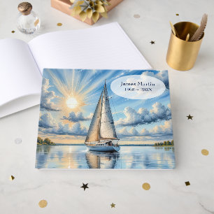 Libro De Visitas Velero acuarela para servicio conmemorativo