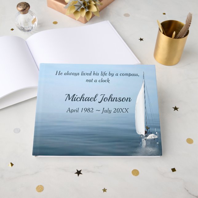 Libro De Visitas Velero en aguas tranquilas para servicio conmemora (Anverso Abierto)