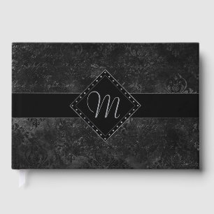 Libro De Visitas Velvety Onyx Damask Personalizado de Black Vampy