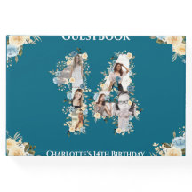 Verde azulado Collage de fotos de cumpleaños númer