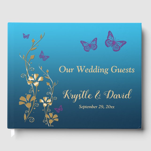 Libro de visitas verde azulado, dorado, morado, ma (Anverso)