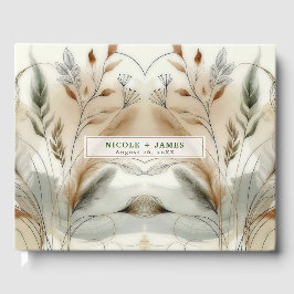Libro De Visitas Verde Delicado Botánico Moderno Boda Boho