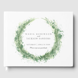 Libro De Visitas verde hierba acuática boda sabio verde