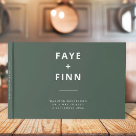 Libro De Visitas Verde oscuro | Boda moderno de Moss Minimalista Sc